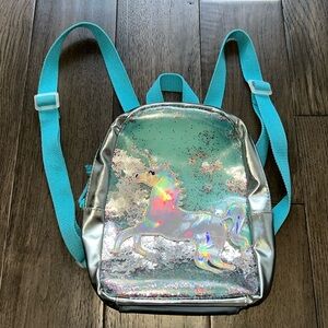 Iridescent like unicorn glitter confetti mini backpack